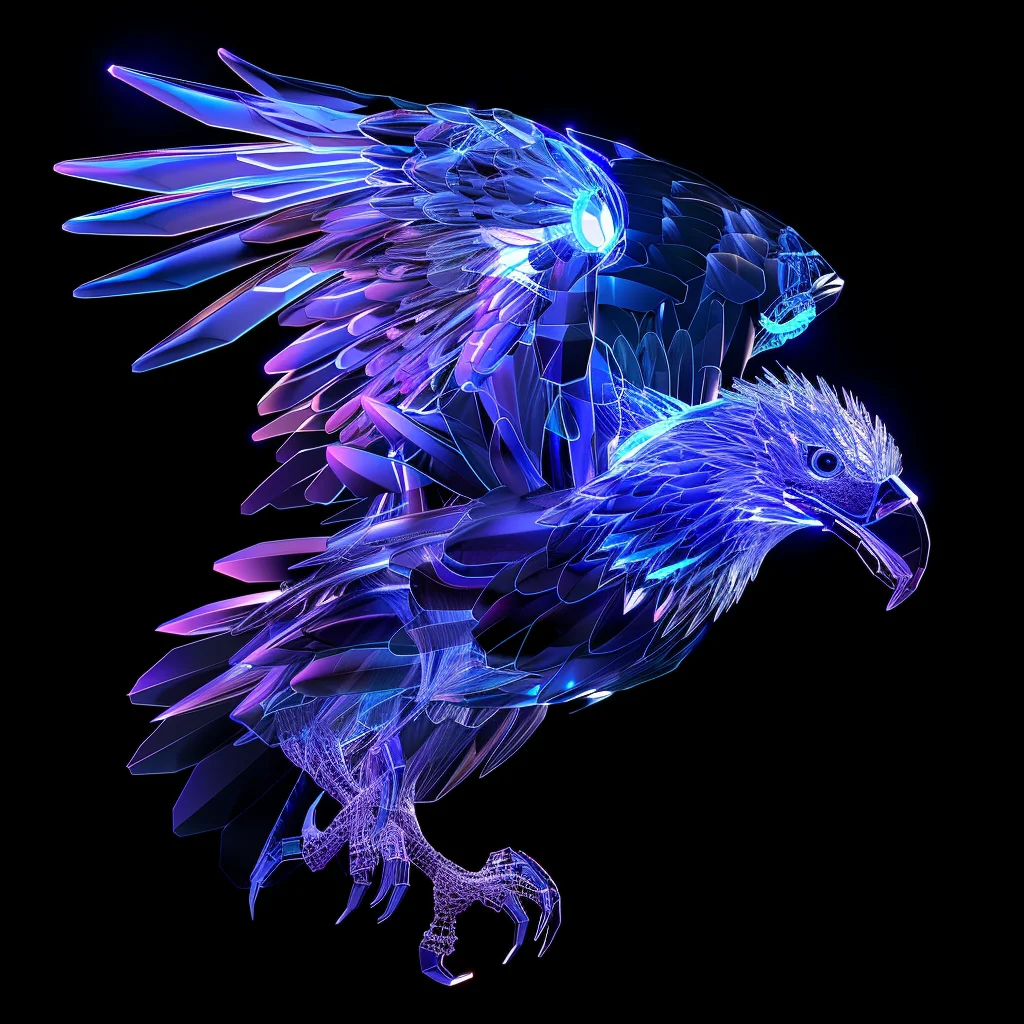 eagle 3D blue transparent structure