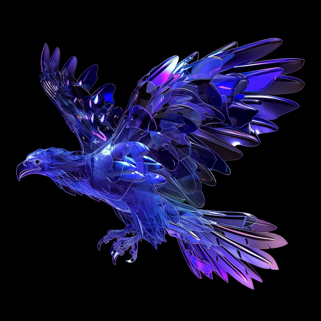 eagle structure blue 3D transparent