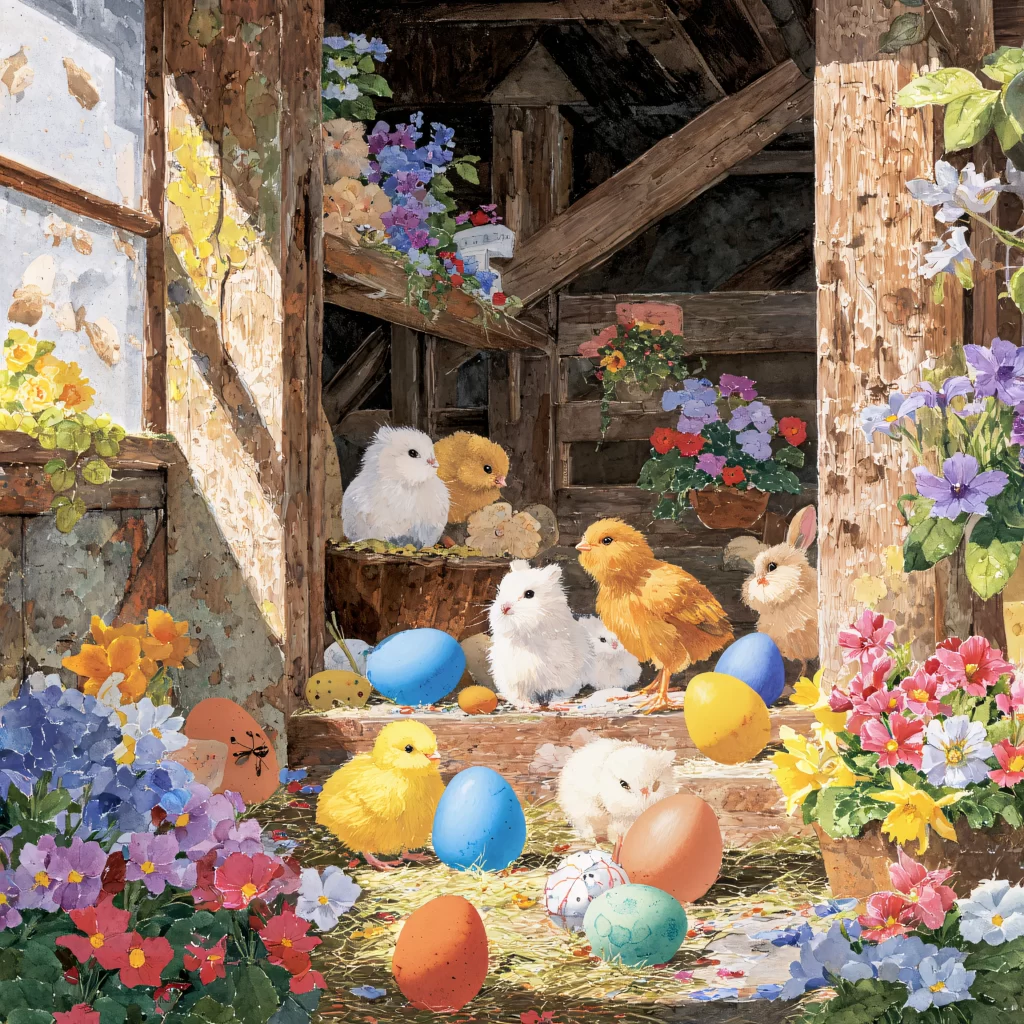 Easter Chicks Eggs Flowers Spring 235