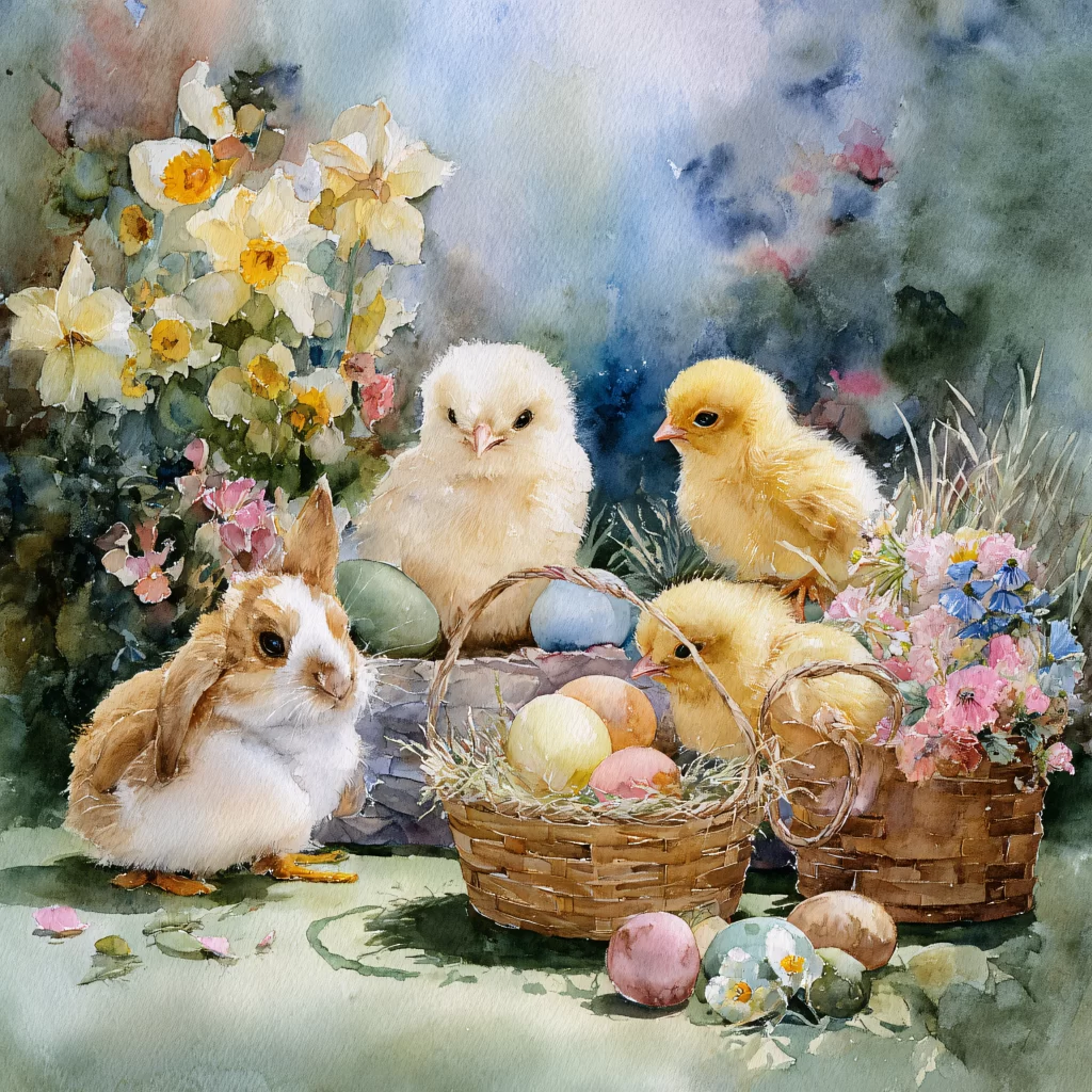 Easter Chicks Eggs Flowers Spring 433