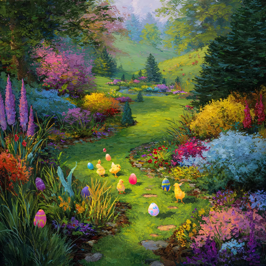 Easter Chicks Eggs Spring Garden 617