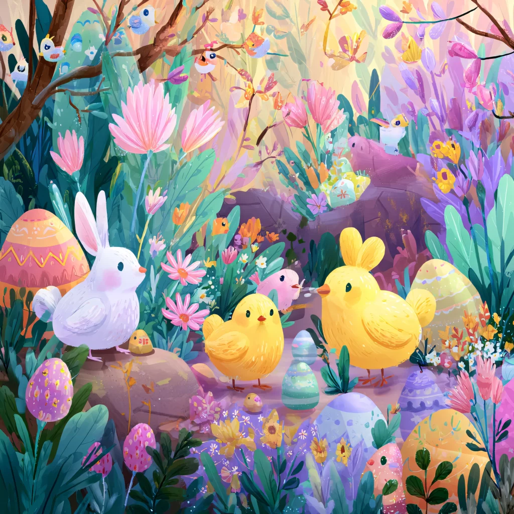 Easter Chicks Pastel Eggs Spring 273