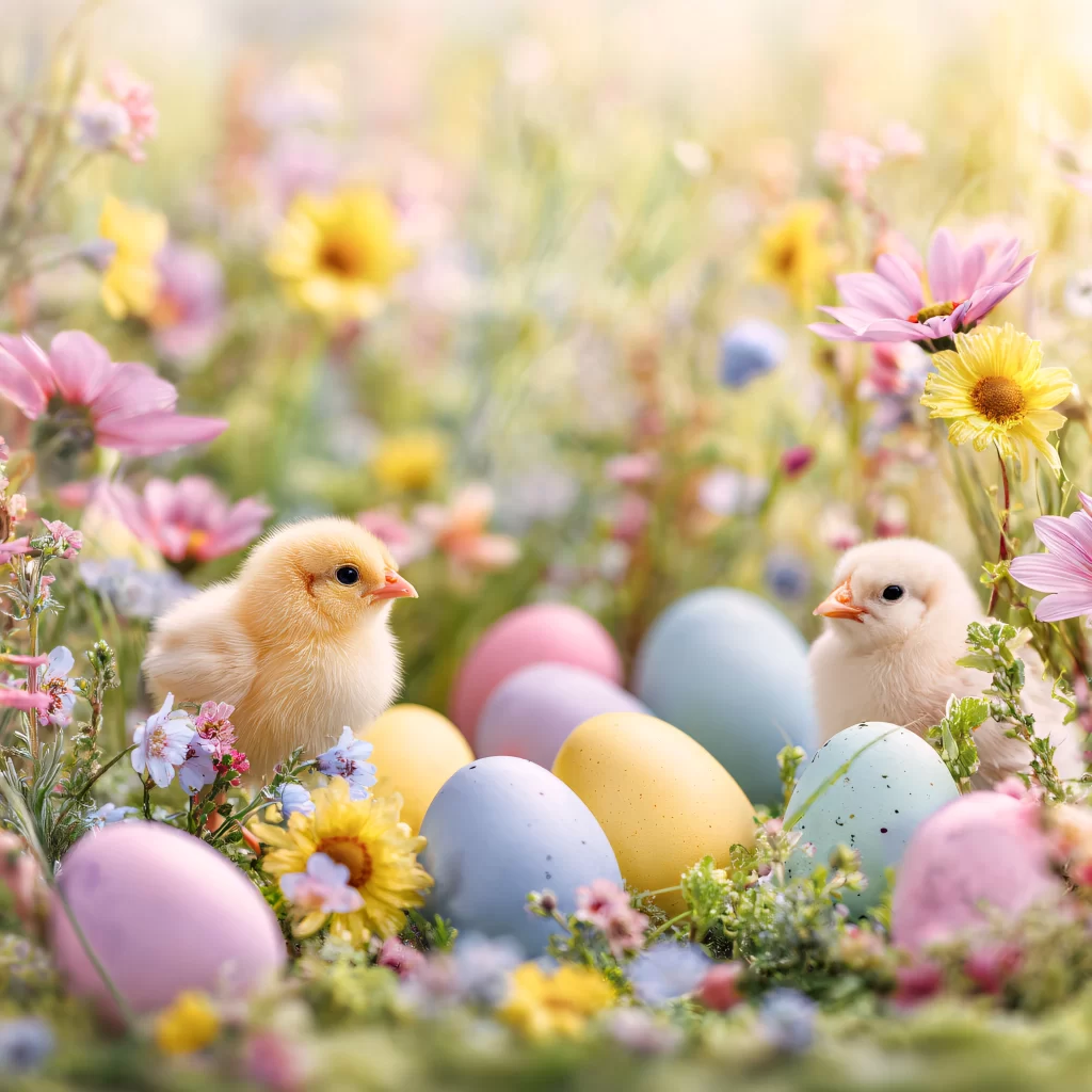 Easter Chicks Pastel Eggs Spring 424
