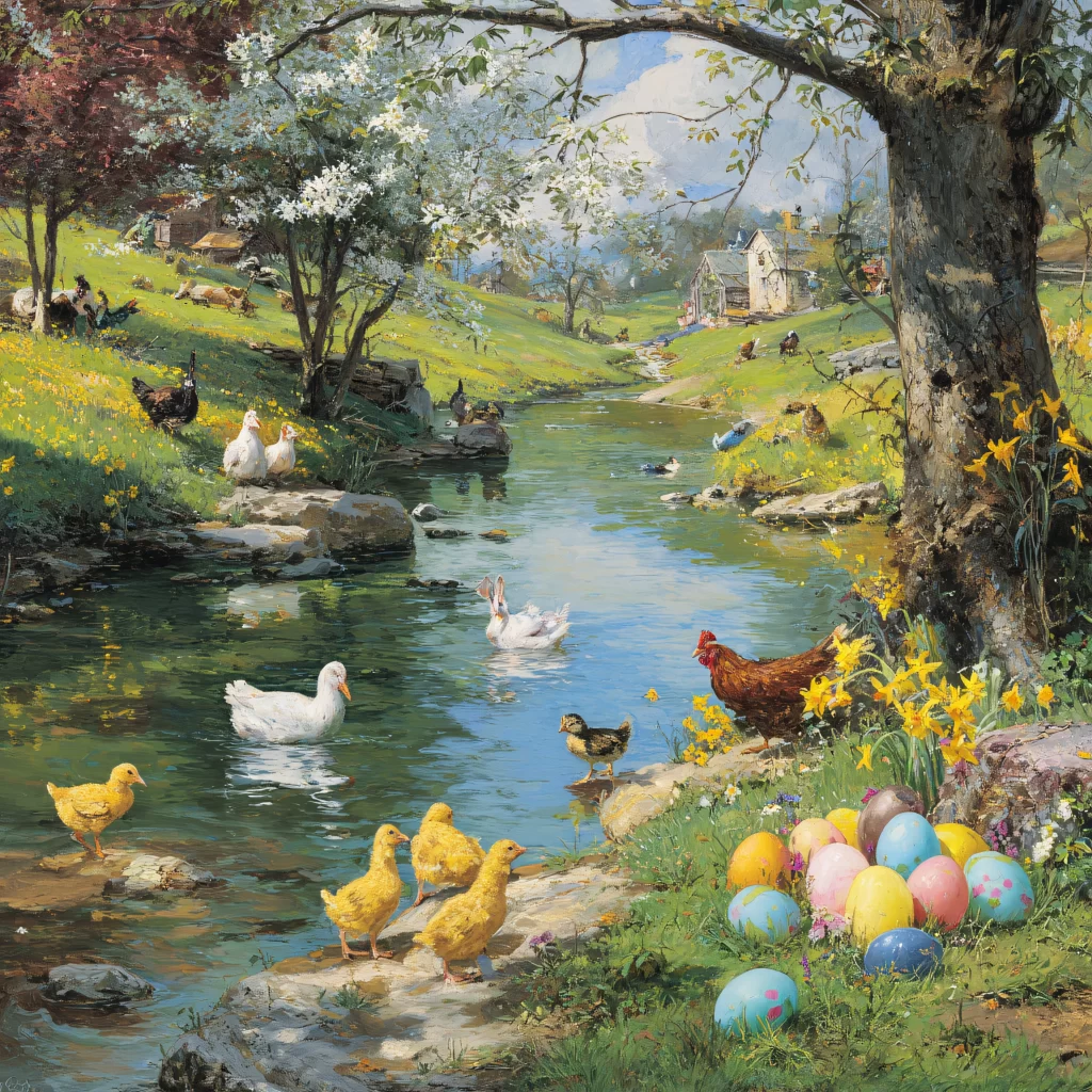 Easter Eggs Flowers Spring Garden