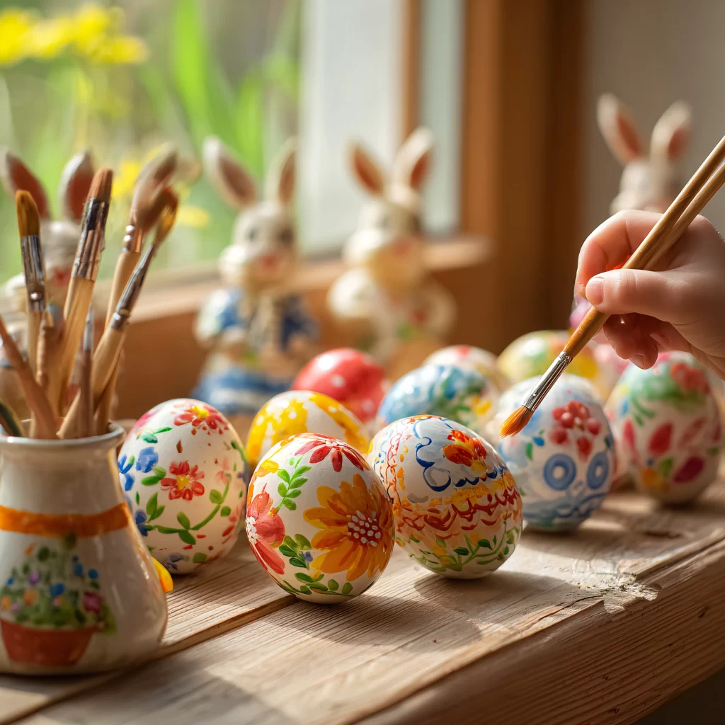 Easter Eggs Flowers Window Bright