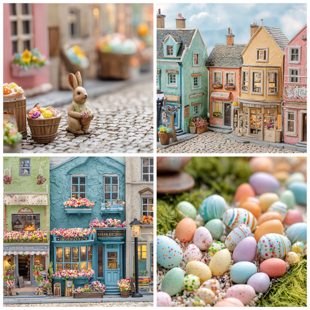 Easter Rabbit Eggs Village