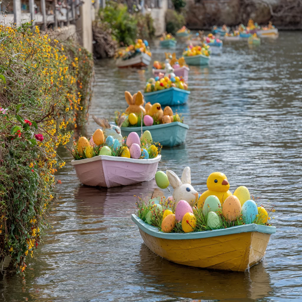 Easter Eggs Rabbits Flowers Pastel 32