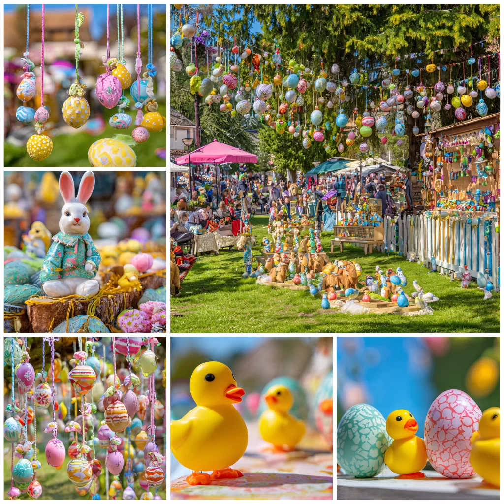 Easter Rabbit Eggs Chicks Garden