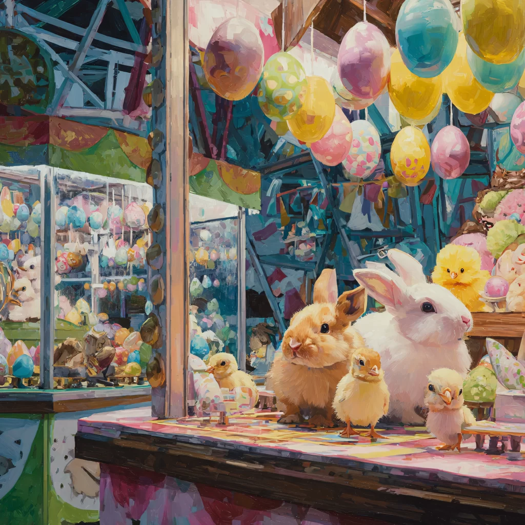 Easter Rabbits Chicks Eggs Pastel 16