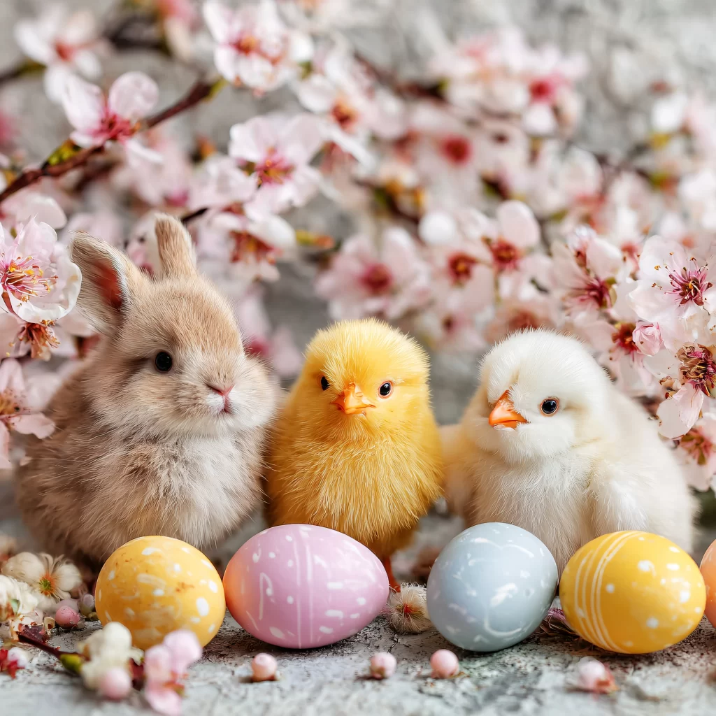 Easter Rabbits Chicks Eggs Flowers 27