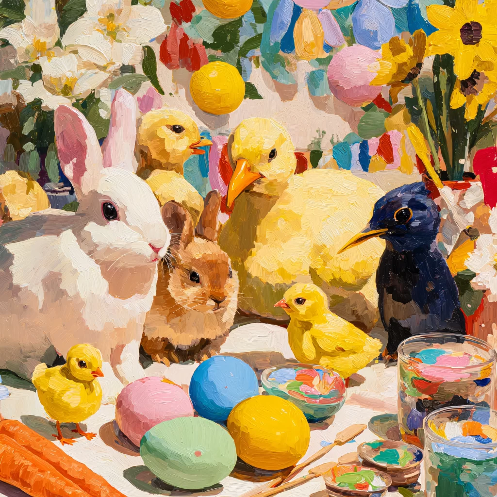 Easter Rabbits Chicks Eggs Flowers 179