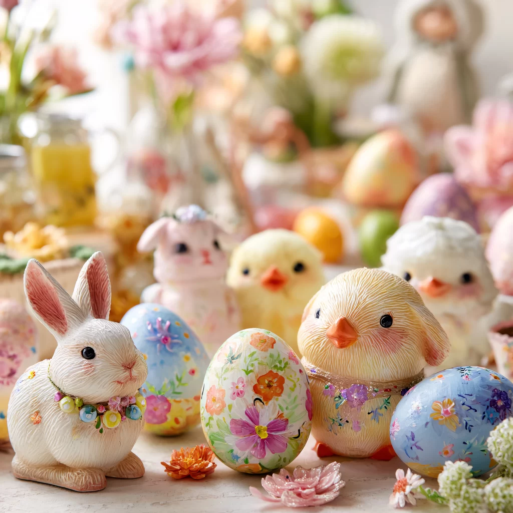 Easter Rabbits Chicks Eggs Flowers 180