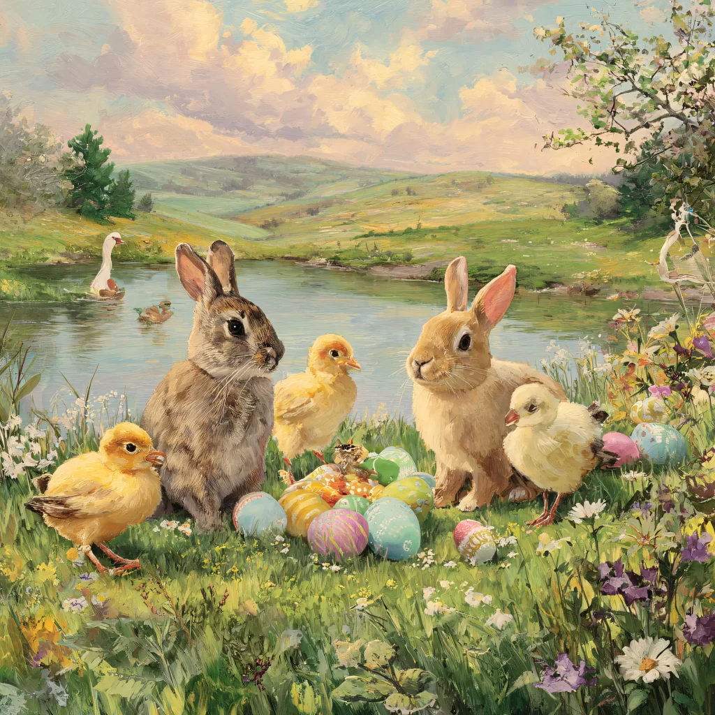 Easter Rabbit Chick Eggs Garden