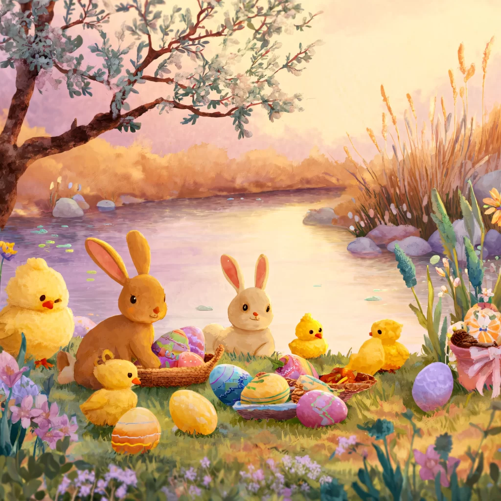 Easter Rabbit Chick Eggs Garden