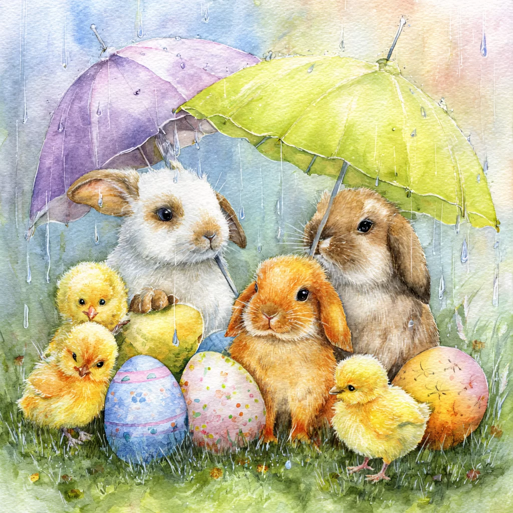 Easter Rabbit Chick Eggs Garden