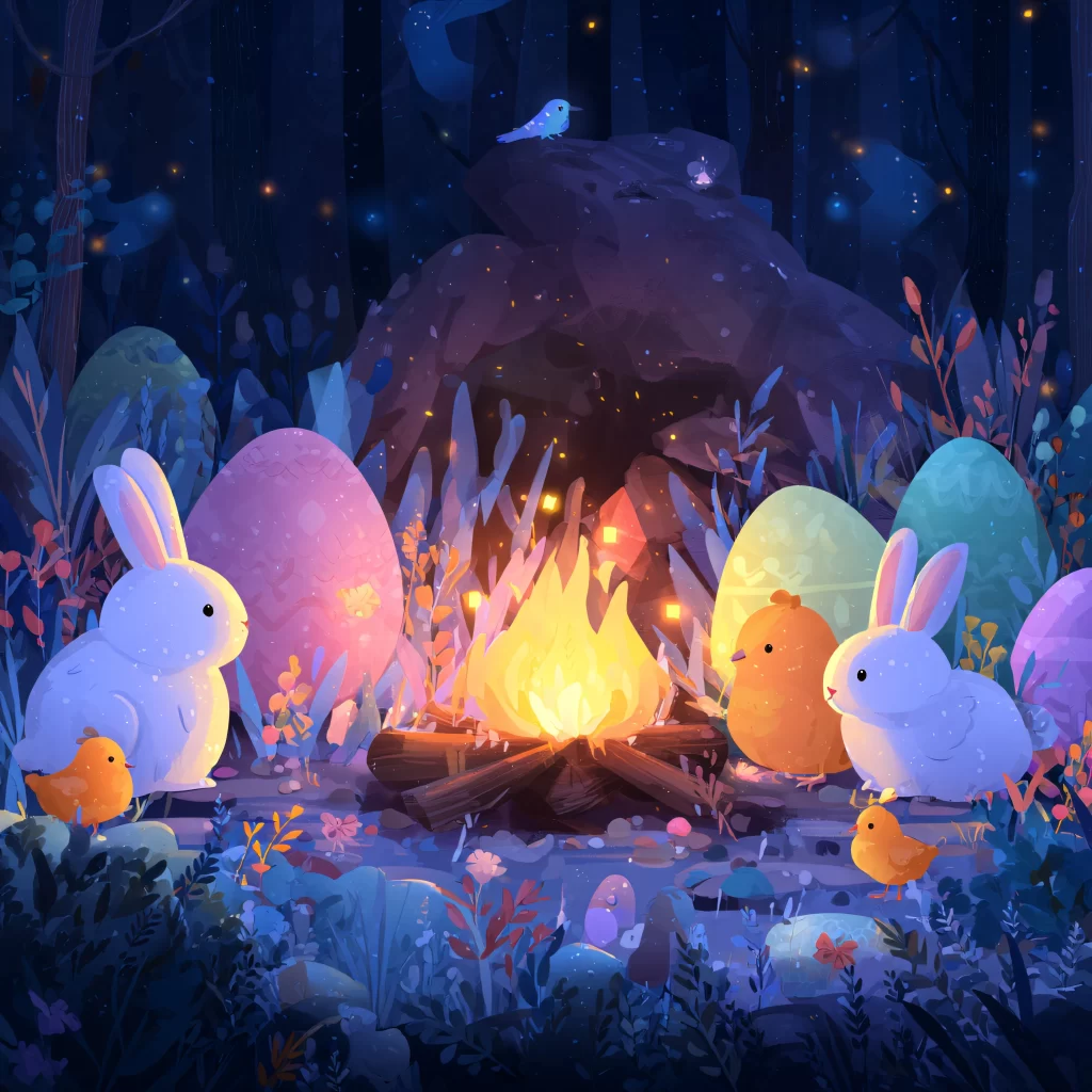 Easter Rabbit Campfire Chick Eggs Night