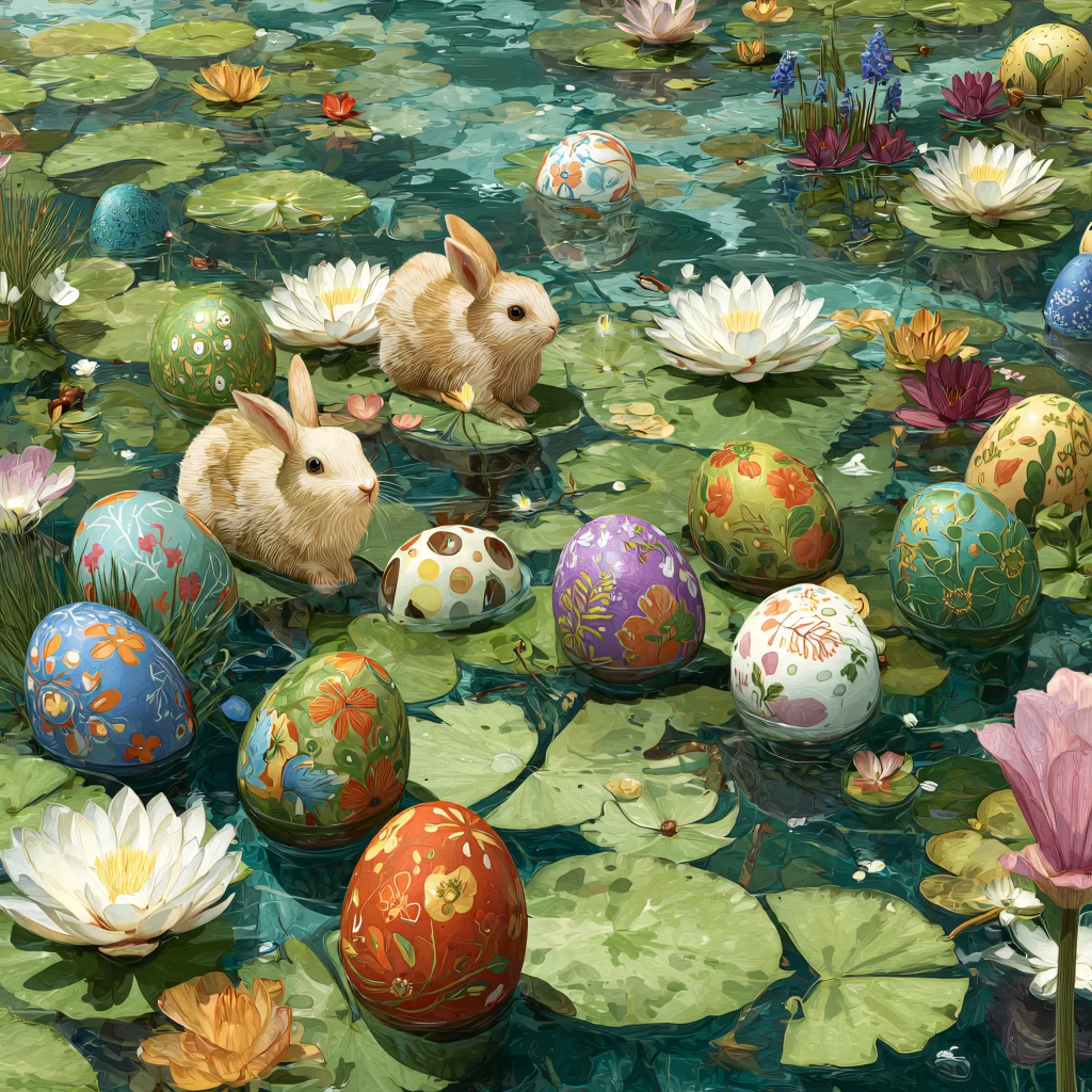 Easter Rabbits Eggs Flowers Spring 6