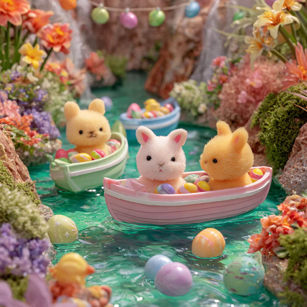 Easter Rabbits Eggs Flowers Pastel 31