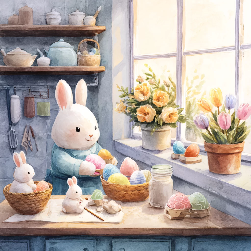 Easter Rabbits Eggs Flowers Pastel 44