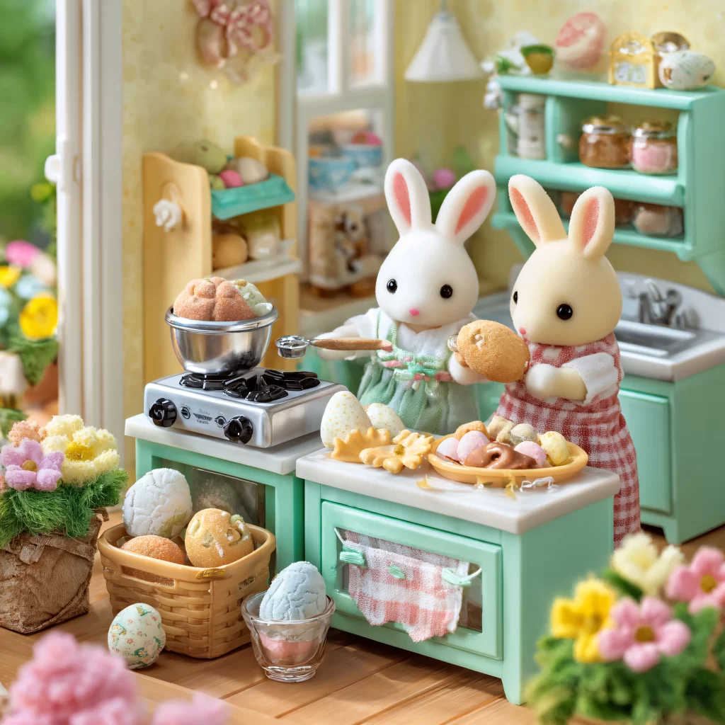 Easter Rabbits Eggs Flowers Pastel 46
