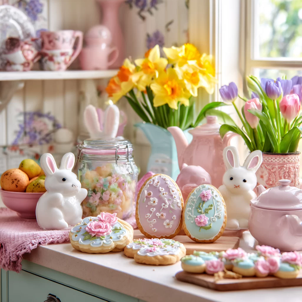 Easter Rabbits Eggs Flowers Pastel 47