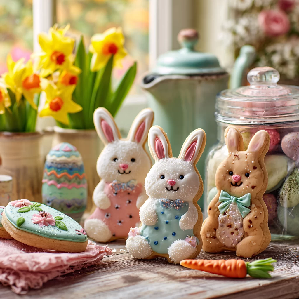 Easter Rabbits Eggs Flowers Pastel 48