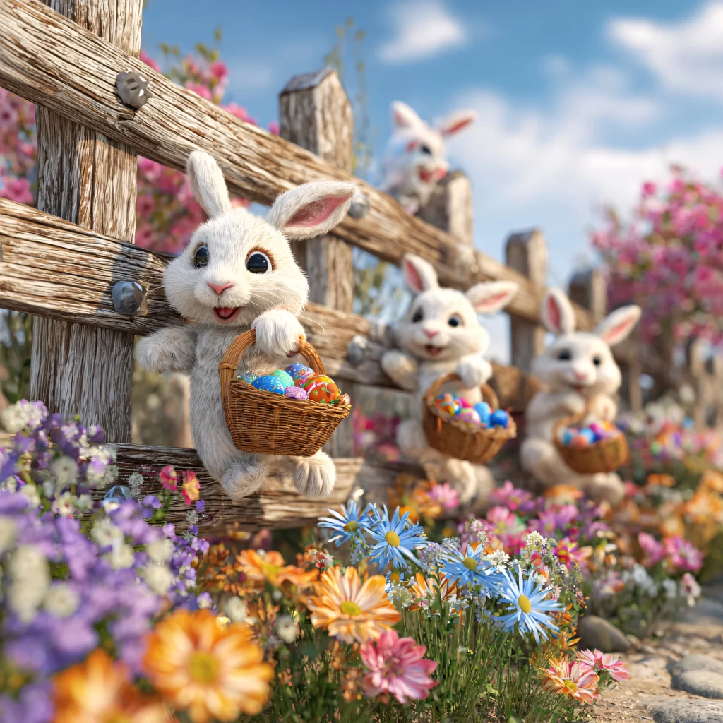 Easter Rabbits Eggs Flowers Spring 53
