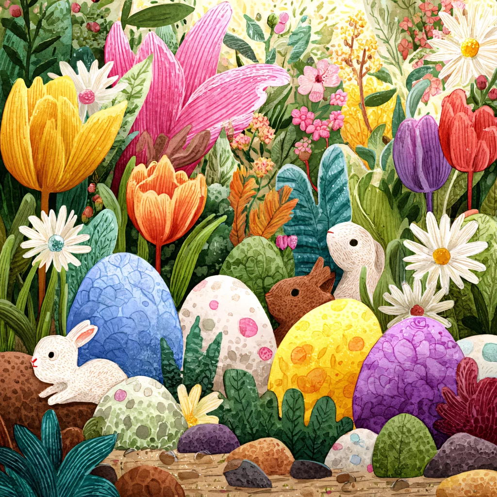 Easter Rabbits Eggs Flowers Spring 57