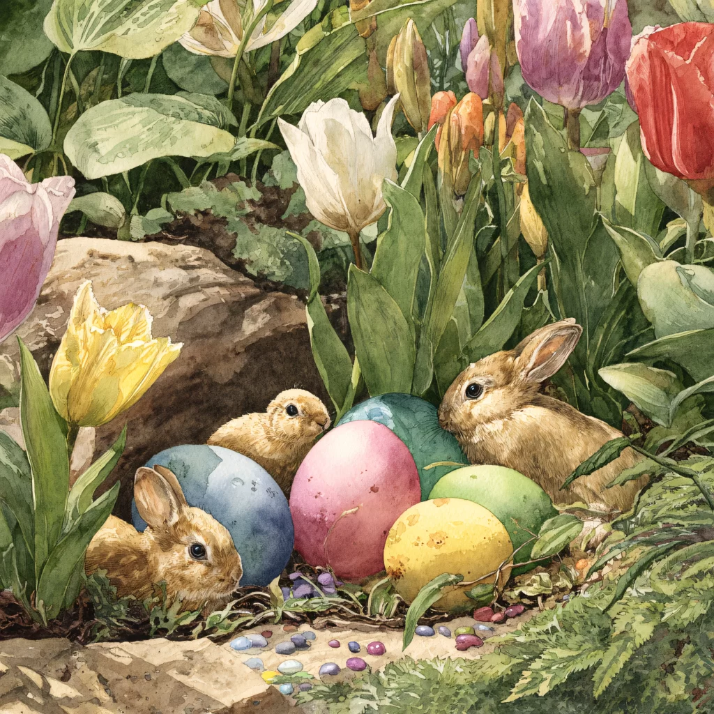 Easter Rabbits Eggs Flowers Spring 59