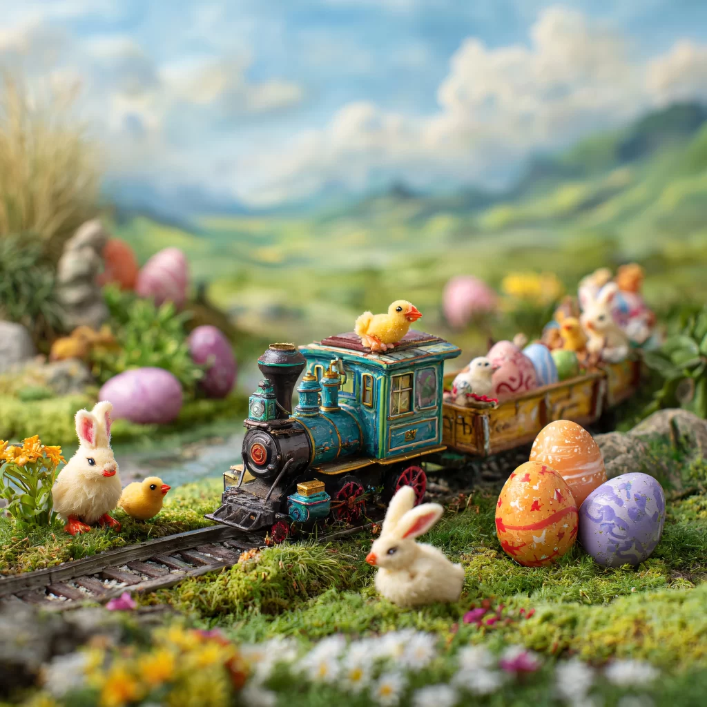 Easter Rabbits Eggs Flowers Pastel 66