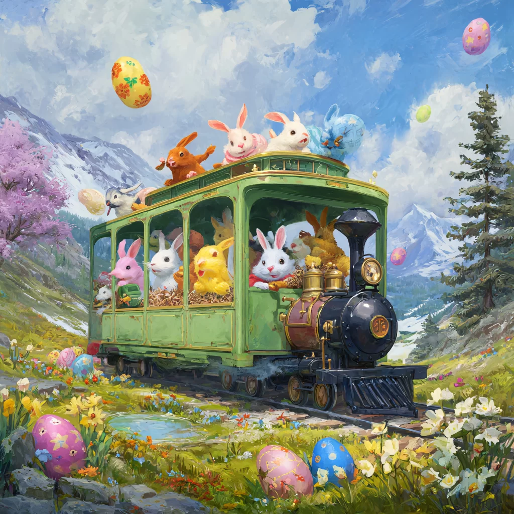 Easter Rabbits Eggs Flowers Pastel 67