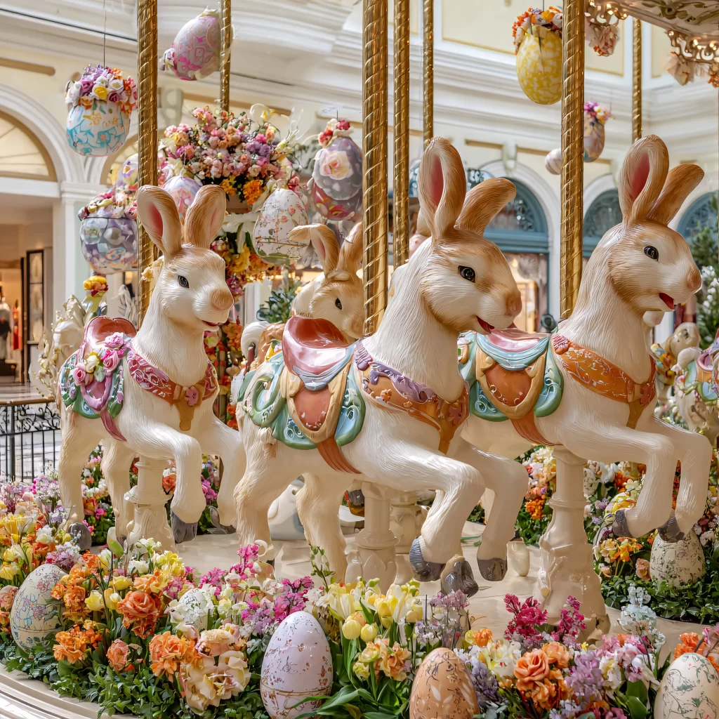 Easter Rabbits Eggs Flowers Pastel 89