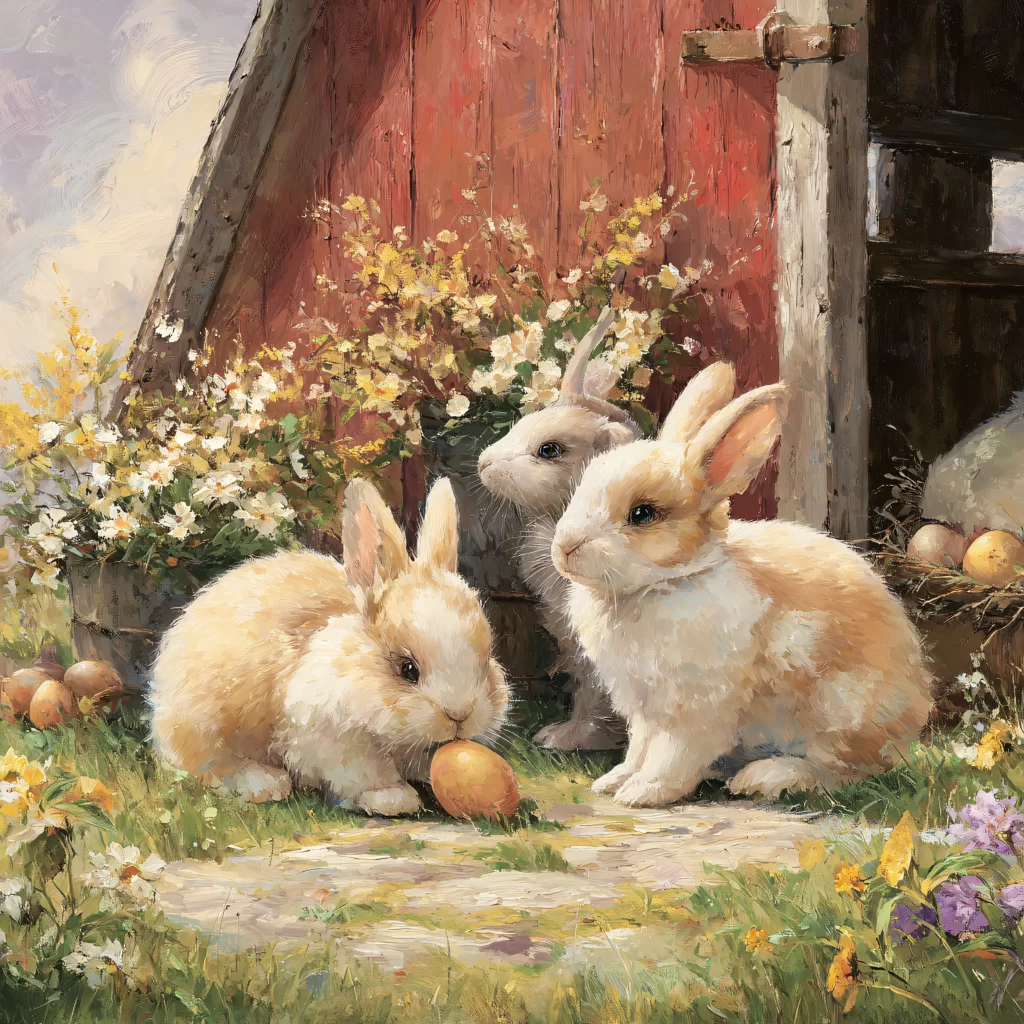 Easter Rabbits Eggs Flowers Spring 119