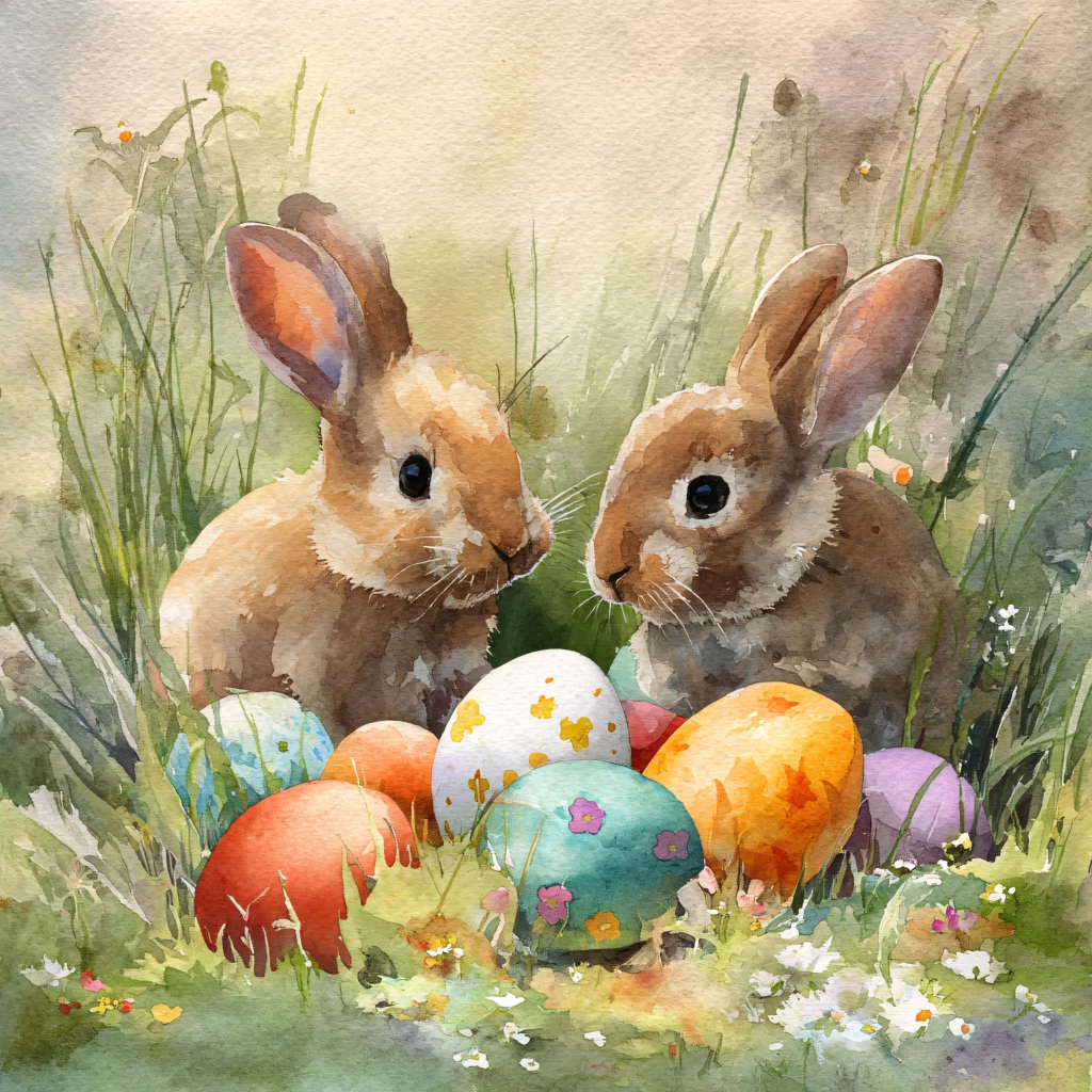 Easter Rabbits Eggs Flowers Spring 154