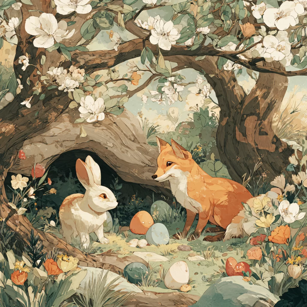 Easter Rabbits Eggs Flowers Spring 251