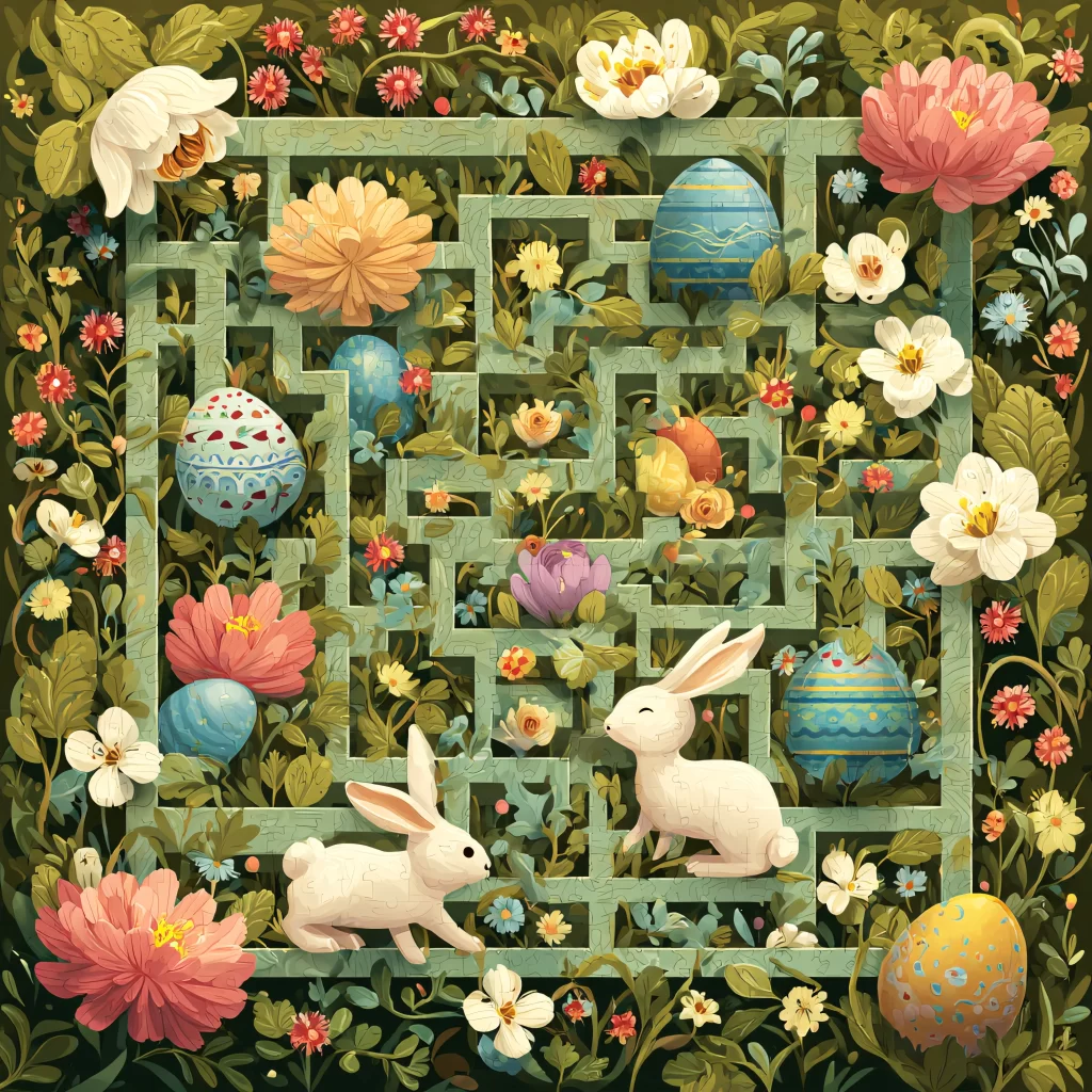 Easter Rabbit Eggs Flowers Garden