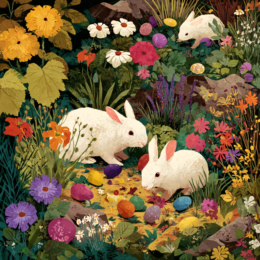Easter Rabbits Eggs Flowers Spring 293