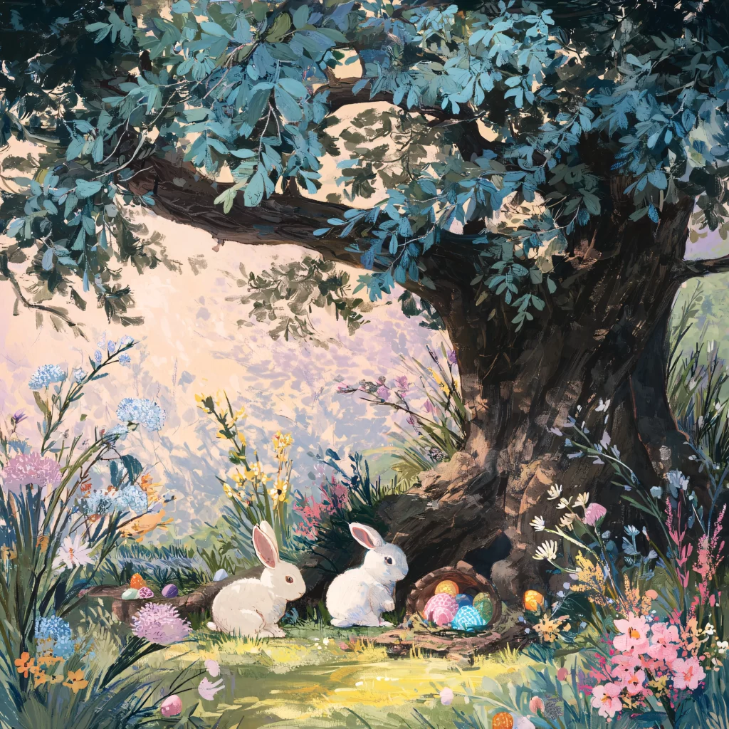 Easter Rabbits Eggs Flowers Spring 298