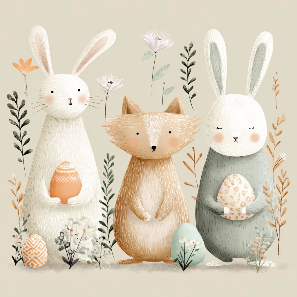 Easter Rabbit Fox Eggs Garden