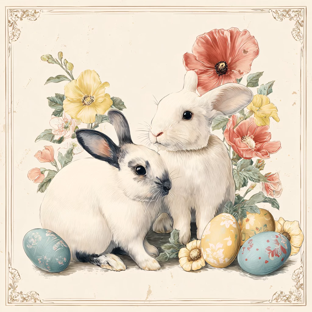 Easter Rabbit Flowers Eggs Garden
