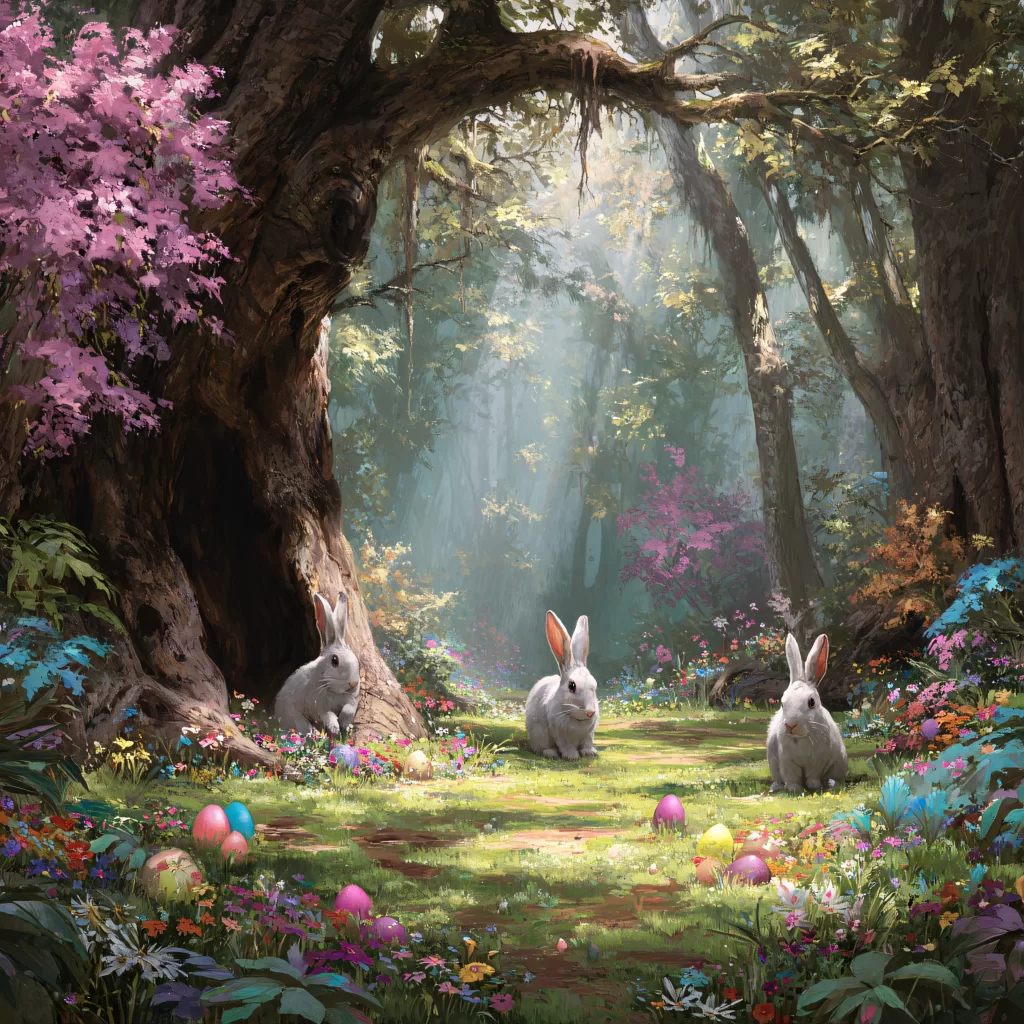 Easter Rabbits Eggs Flowers Spring 346