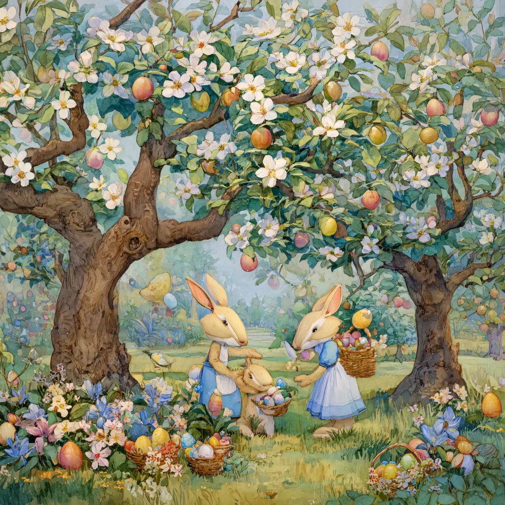 Easter Rabbit Eggs Garden