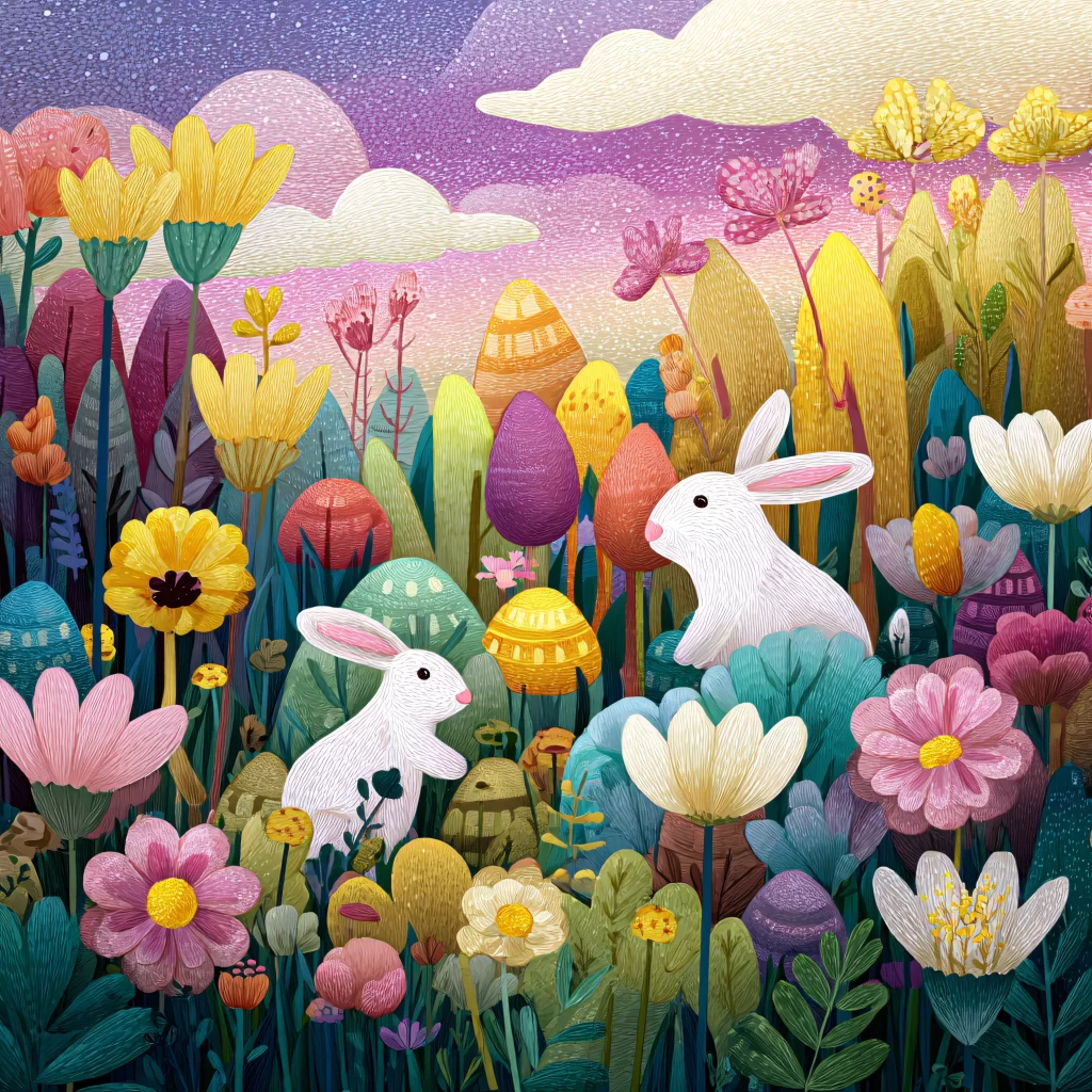 Easter Rabbit Flowers Garden