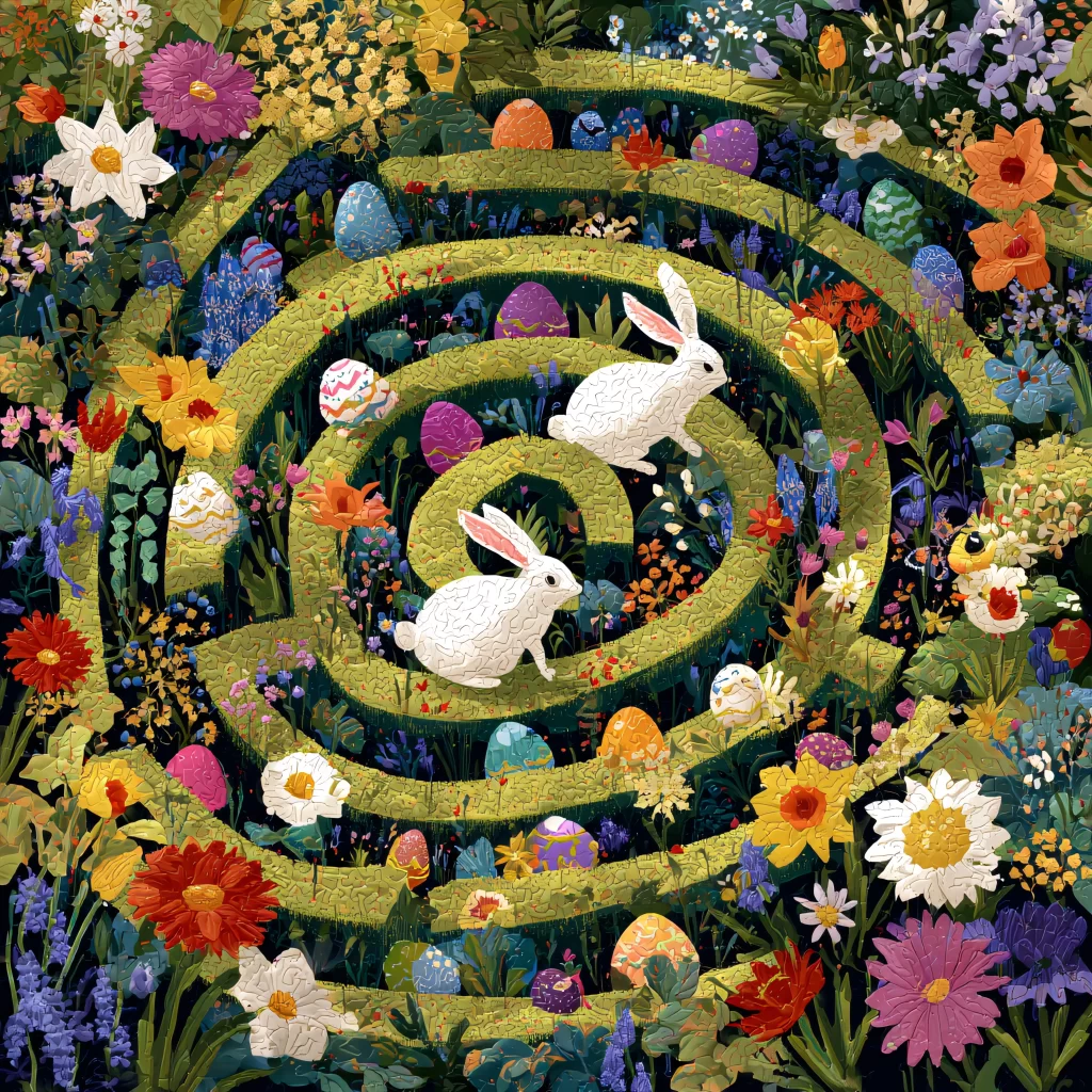 Easter Rabbits Eggs Flowers Spring 377