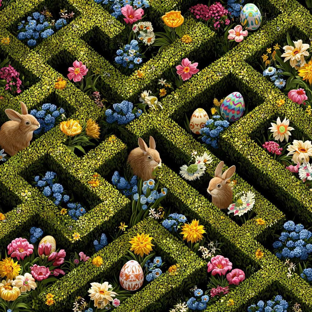 Easter Rabbits Eggs Flowers Spring 378
