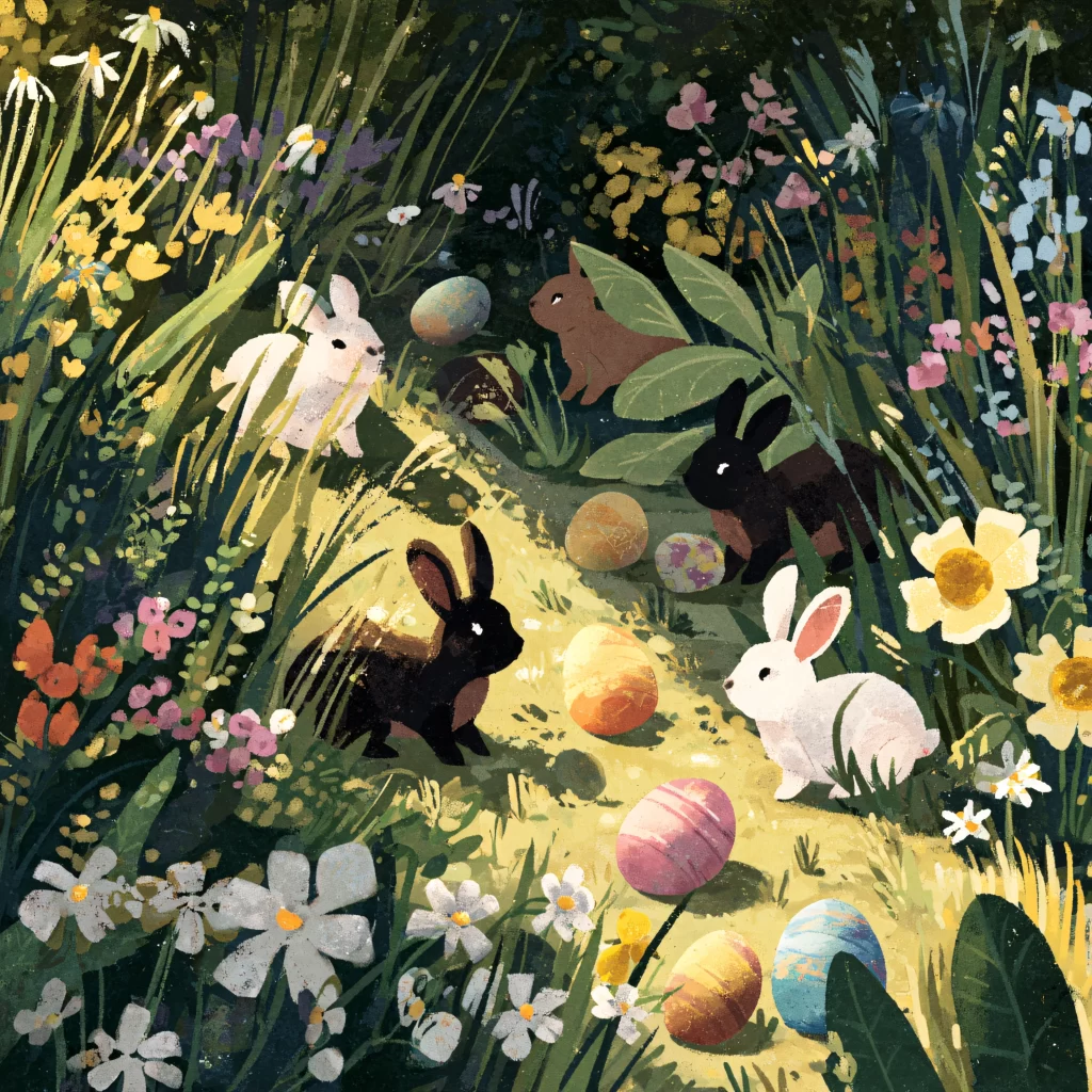 Easter Rabbits Eggs Flowers Spring 381