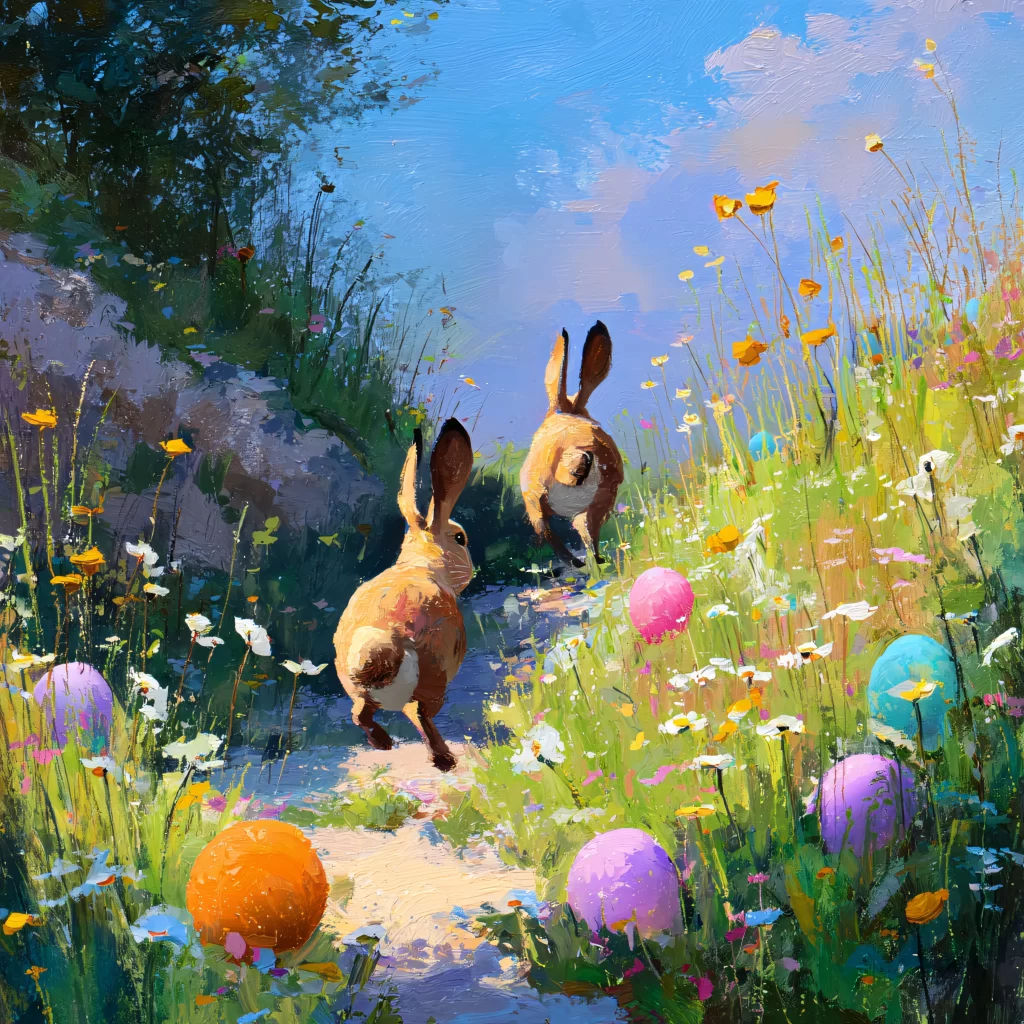 Easter Rabbits Eggs Flowers Spring 382