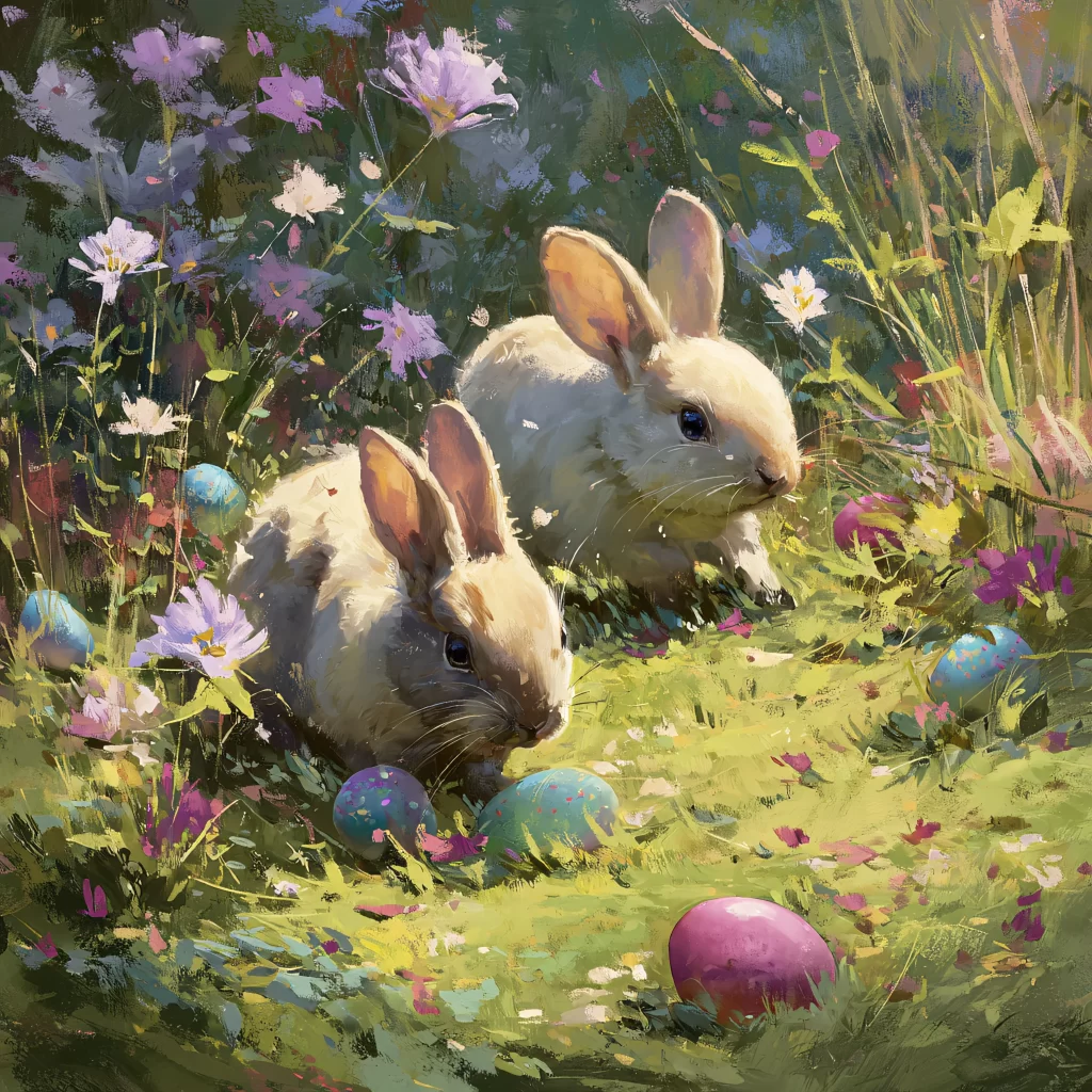 Easter Rabbits Eggs Flowers Spring 383