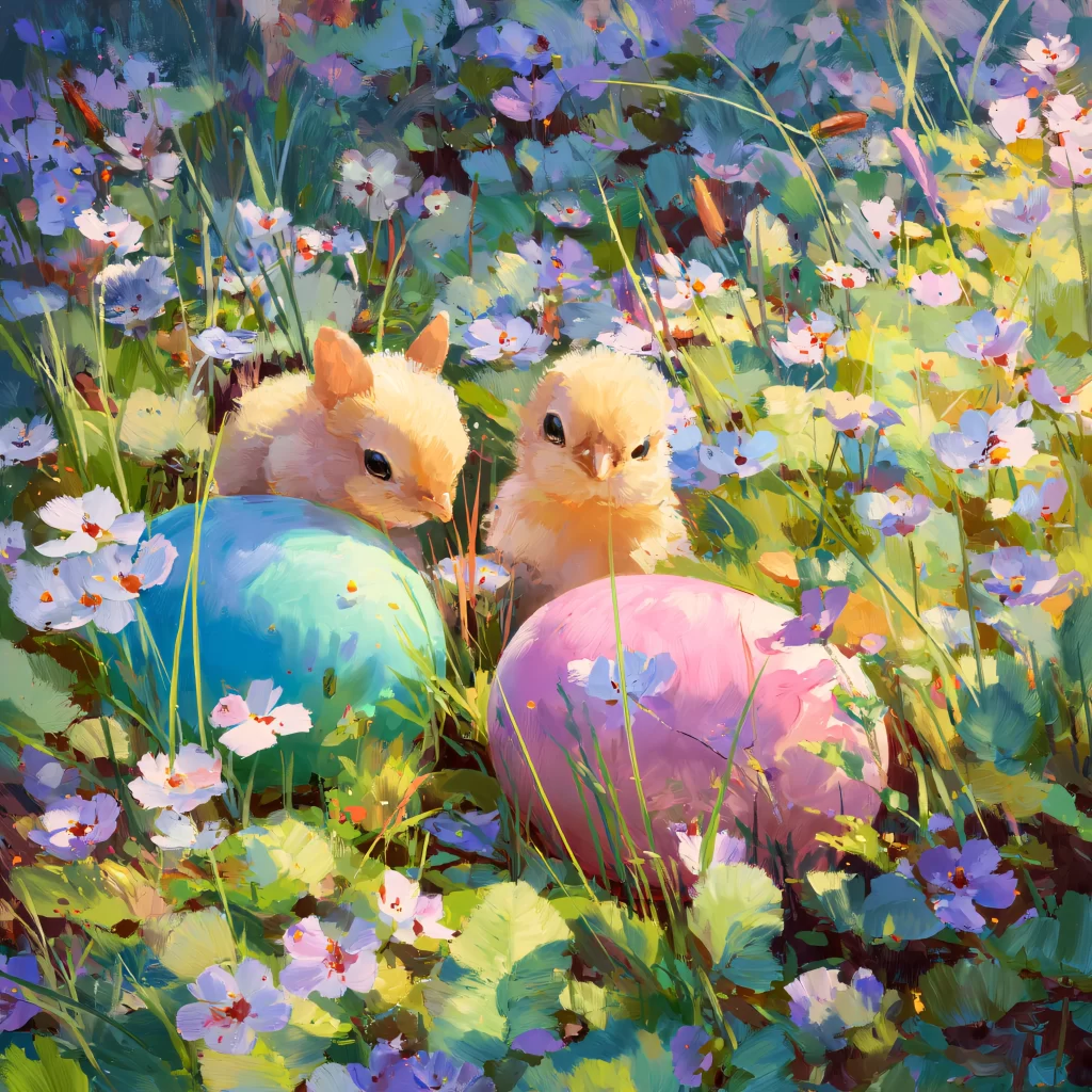 Easter Rabbits Eggs Flowers Spring 421