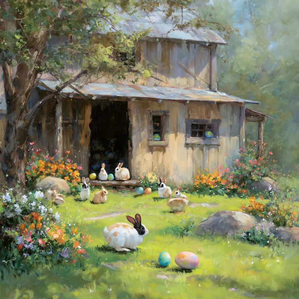 Easter Rabbit Eggs Garden